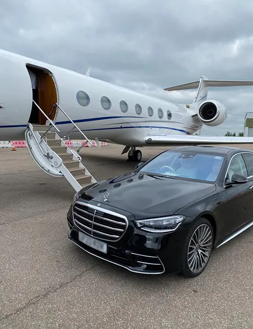 luxury car ready to pick customer from airport
